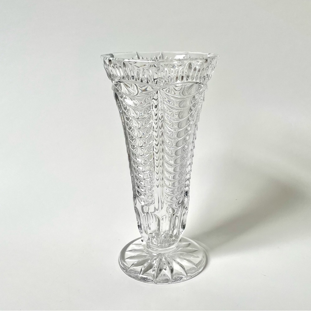 Vintage 7.5" Clear Pressed Glass Trumpet Vase